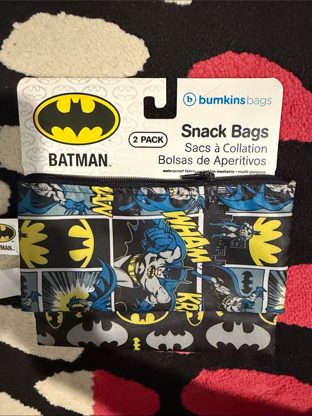 Bumkins Batman Snack Bags - Black, Yellow, Blue